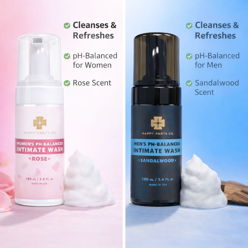 His & Hers pH-Balanced Intimate Wash Set (Rose + Sandalwood)